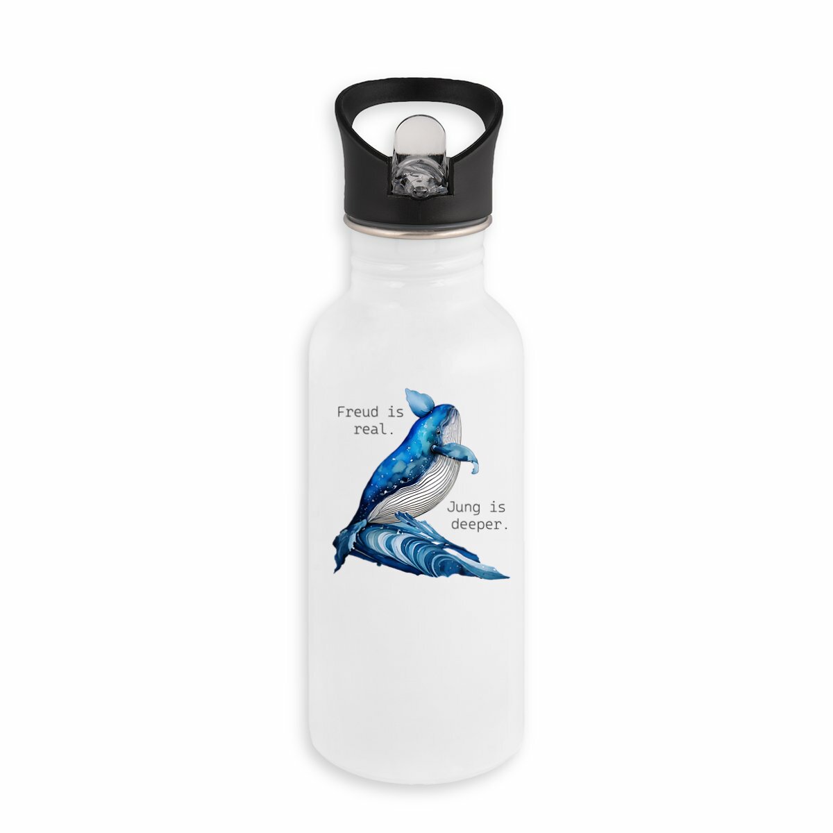 (The Whale) Stainless Steel Water Bottle "Freud is real. Jung is deeper"
